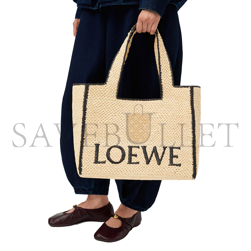 L0ew* large font tote in raffia a685b60x03 (36.5*30.5*17cm)